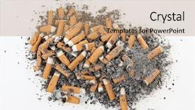  Presentation with tobacco - Presentation design with tobacco on butts of cigarette background and a  colored foreground