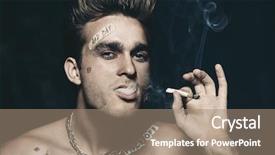  Presentation with antisocial - Beautiful PPT theme featuring drugs law - antisocial behavior bad habits portrait backdrop and a coral colored foreground