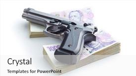  Presentation with law - PPT theme having drugs law - handgun and czech paper money background and a white colored foreground