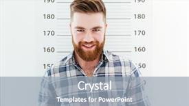  Presentation with drugs - Colorful slide deck enhanced with drugs law - mugshot of a happy man backdrop and a gray colored foreground