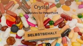  Presentation with tablets wood table tablet white - Slide deck consisting of drugs law - stamp on colorful tablets background and a coral colored foreground