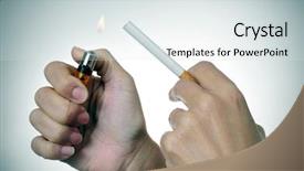  Presentation with cigarette - Colorful presentation design enhanced with drugs law - woman lighting a cigarette backdrop and a sky blue colored foreground