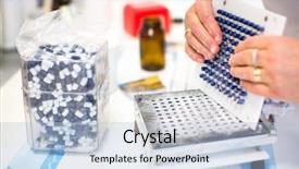  Presentation with medical worker - PPT layouts featuring drugs manufacturing - medical pills industry factory background and a light blue colored foreground