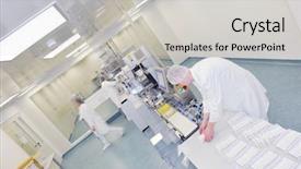  Presentation with medicament medical medicine pills - PPT theme consisting of drugs manufacturing - medical pills industry factory background and a light gray colored foreground