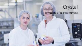  Presentation with medicament medical medicine pills - Presentation design having drugs manufacturing - medical pills industry factory background and a  colored foreground