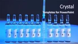  Presentation with science - PPT theme with drugs manufacturing - medical science equitpment research laboratory background and a navy blue colored foreground