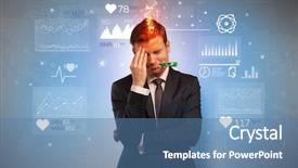  Presentation with medical fever - Slides consisting of drugs report - young sick businessman with fever background and a  colored foreground