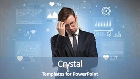  Presentation with medical fever - Presentation with drugs report - young sick businessman with fever background and a  colored foreground