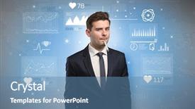  Presentation with medical fever - Beautiful theme featuring drugs report - young sick businessman with fever backdrop and a  colored foreground