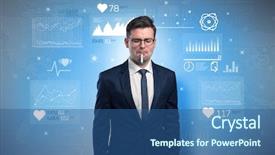  Presentation with medical fever - Slide set with drugs report - young sick businessman with fever background and a  colored foreground