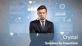  Presentation with medical fever - PPT theme with drugs report - young sick businessman with fever background and a teal colored foreground