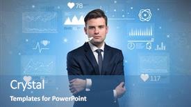  Presentation with medical fever - Audience pleasing theme consisting of drugs report - young sick businessman with fever backdrop and a teal colored foreground