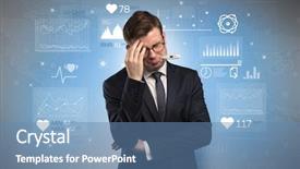  Presentation with medical fever - Amazing PPT theme having drugs report - young sick businessman with fever backdrop and a teal colored foreground