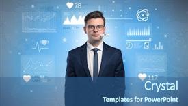  Presentation with medical fever - Audience pleasing PPT theme consisting of drugs report - young sick businessman with fever backdrop and a ocean colored foreground