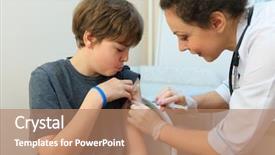  Presentation with health drug - Slide set featuring immunisation - health worker was injected drug background and a coral colored foreground