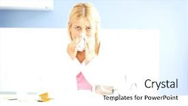  Presentation with tissue paper - Amazing theme having portrait of young woman blowing nose in tissue paper backdrop and a white colored foreground