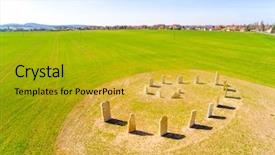  Presentation with esoteric - Slide deck consisting of druid - aerial view of ancient esoteric background and a gold colored foreground