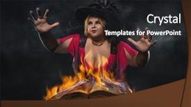  Presentation with magic book - Audience pleasing PPT layouts consisting of druid - beautiful young funny halloween witch backdrop and a dark gray colored foreground