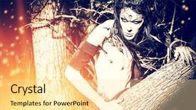  Presentation with hero - Presentation design enhanced with druid - fantasy hero in a wild background and a blonde colored foreground