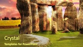  Presentation with stonehenge - Amazing theme having druid - fantasy sunrise at stonehenge backdrop and a tawny brown colored foreground