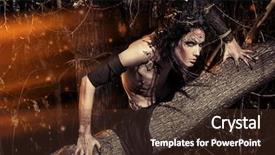  Presentation with project - Cool new slide deck with druid - man-tree in a wild wood backdrop and a tawny brown colored foreground