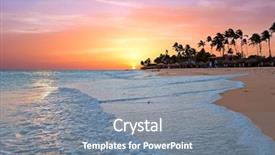  Presentation with island sunset - Cool new PPT theme with druif beach at sunset backdrop and a gray colored foreground