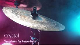  Presentation with drum - Audience pleasing PPT layouts consisting of drum-cymbal-detail-with-neon backdrop and a violet colored foreground