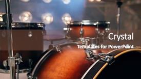  Presentation with percussion instrument - PPT theme with drum-kit drum-set percussion background and a tawny brown colored foreground