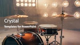  Presentation with percussion instrument - Audience pleasing presentation consisting of drum kit percussion instrument beat backdrop and a violet colored foreground