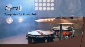  Presentation with percussion instrument - Presentation with drum kit percussion instrument beat background and a light blue colored foreground