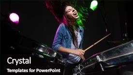  Presentation with woman in maze - Cool new PPT layouts with drum roll - excited woman playing the dumrs backdrop and a black colored foreground