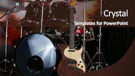  Presentation with rock band - PPT theme consisting of drum roll - rock band instruments background and a tawny brown colored foreground