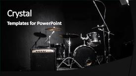  Presentation with concert - PPT theme having drum roll - set of musical instruments background and a black colored foreground