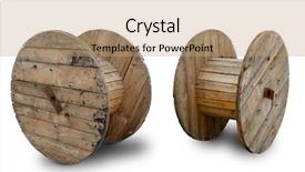  Presentation with drum - Presentation theme consisting of drum roll - wooden coil for wires empty background and a coral colored foreground