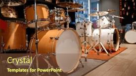  Presentation with drum - PPT theme with drum-set-display-at-processional background and a tawny brown colored foreground