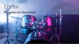  Presentation with stage lights - PPT layouts consisting of drum-set-on-a-dark and a light blue colored foreground