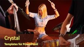  Presentation with night club - Slide deck with drummer - musical group playing in night background and a tawny brown colored foreground