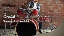  Presentation with drums - PPT layouts having drummer - musician playing the drums background and a tawny brown colored foreground