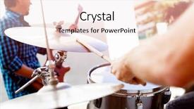 Presentation with drums - PPT theme consisting of drummer - street muscian playing drums background and a sky blue colored foreground