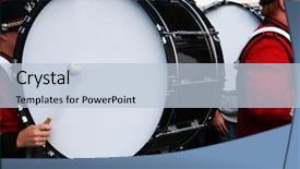  Presentation with marching band - Beautiful presentation theme featuring drummer in the band backdrop and a light blue colored foreground