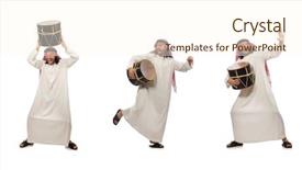  Presentation with arab music - Cool new PPT theme with drummer music collection - arab man playing drum isolated backdrop and a cream colored foreground