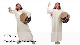  Presentation with drum - Slides enhanced with drummer music collection - arab man playing drum isolated background and a white colored foreground