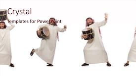  Presentation with drum - PPT theme having drummer music collection - arab man playing drum isolated background and a lemonade colored foreground