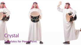  Presentation with cable drum - Theme consisting of drummer music collection - arab man with drum isolated background and a  colored foreground