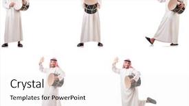  Presentation with drum - Beautiful slides featuring drummer music collection - arab man with drum isolated backdrop and a  colored foreground