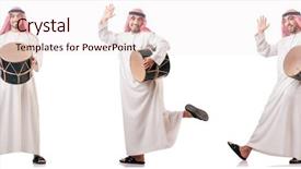  Presentation with arabic music arab man playing - Slide deck having drummer music collection - arab man with drum isolated background and a  colored foreground