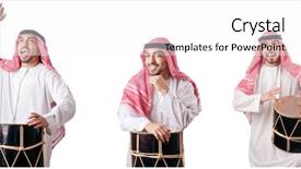  Presentation with cable drum - PPT layouts with drummer music collection - arab man with drum isolated background and a  colored foreground