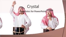  Presentation with drum - Presentation theme featuring drummer music collection - arab man with drum isolated background and a lemonade colored foreground