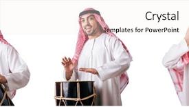  Presentation with arab music - Theme featuring drummer music collection - arab man with drum isolated background and a sky blue colored foreground