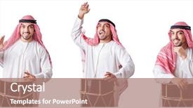  Presentation with cable drum - Amazing slide deck having drummer music collection - arab man with drum isolated backdrop and a coral colored foreground